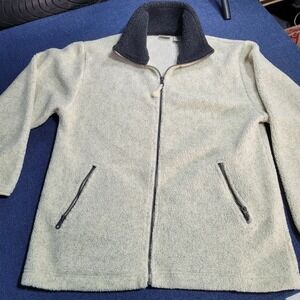 Fieldmaster Cream Sherpa Fleece Zip Up Jacket Cozy Warm Size M Vintage Sears